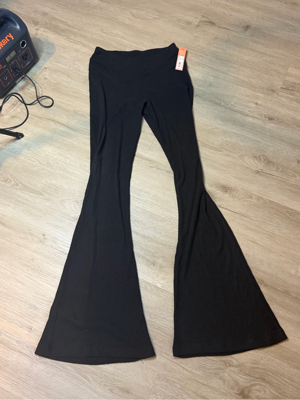 a new day Black Ribbed Flare Pants